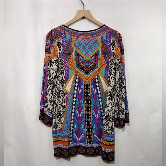 Flying Tomato Artsy Blouse Dress Women's S Multicolor Boho Retro 90s Y2K Casual - Picture 5 of 7